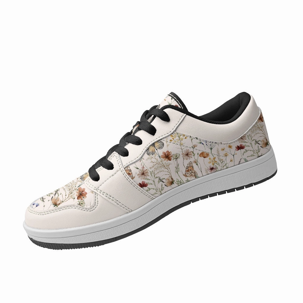 Tiny Bloom Watercolor Butterfly Vegan Leather Sneakers Best Cheap Sneakers