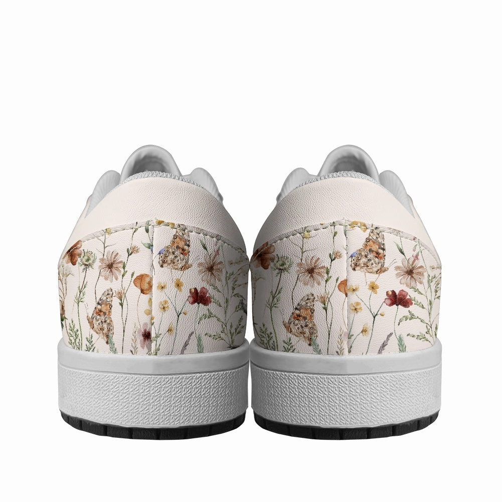Tiny Bloom Watercolor Butterfly Vegan Leather Sneakers Oxford Platform Sneakers