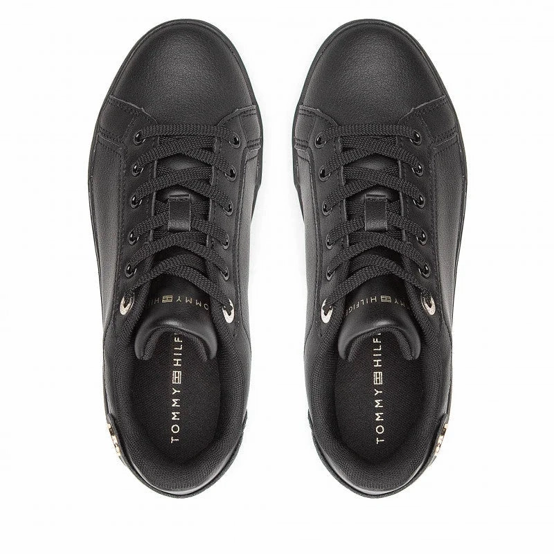 Tommy Hilfiger Button Detail Court Sneaker Women - BLK Sneakers Cleaner