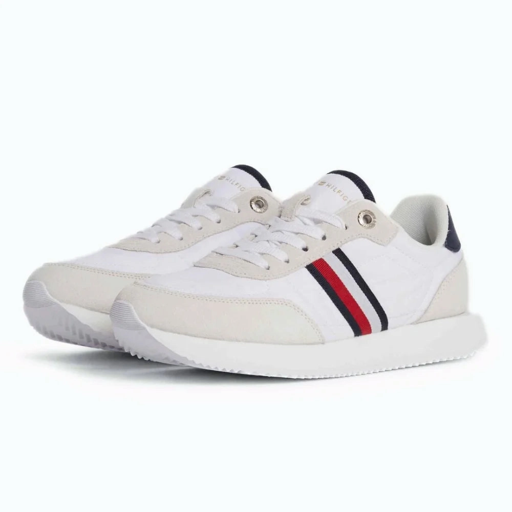 Tommy Hilfiger Essential Runner Global Stripes Women FW0FW07831-WHT Thigh High Sneakers