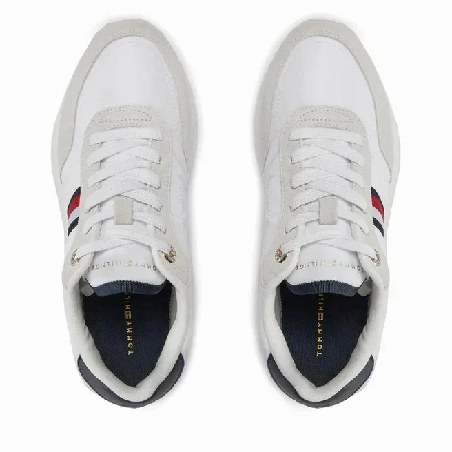 Tommy Hilfiger Essential Runner Global Stripes Women FW0FW07831-WHT Canvas Boat Sneakers