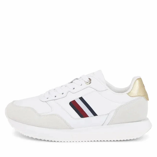 Tommy Hilfiger Global Stripes Lifestyle Runner Women FW0FW07584-WHT Zebra Sneakers