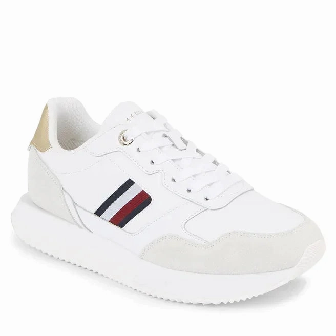 Tommy Hilfiger Global Stripes Lifestyle Runner Women FW0FW07584-WHT Sneakers For Gym Workout