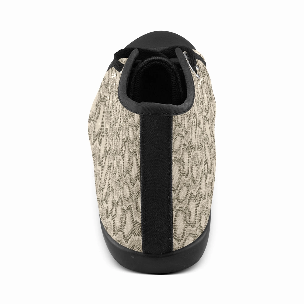 Strappy Gold High Heels Women's Big Size Beige Snake Print High Top Canvas Shoes