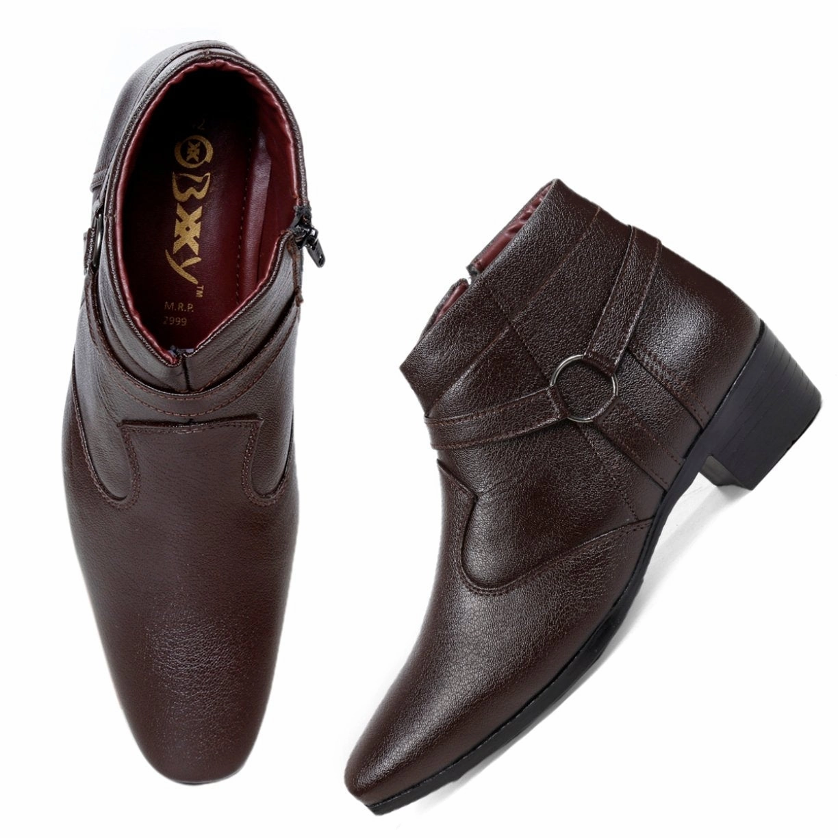 BXXY Men's New Height Increasing with Strapped Zipper and Buckle Boots for All Occassions and All Seasons Dallas Boots