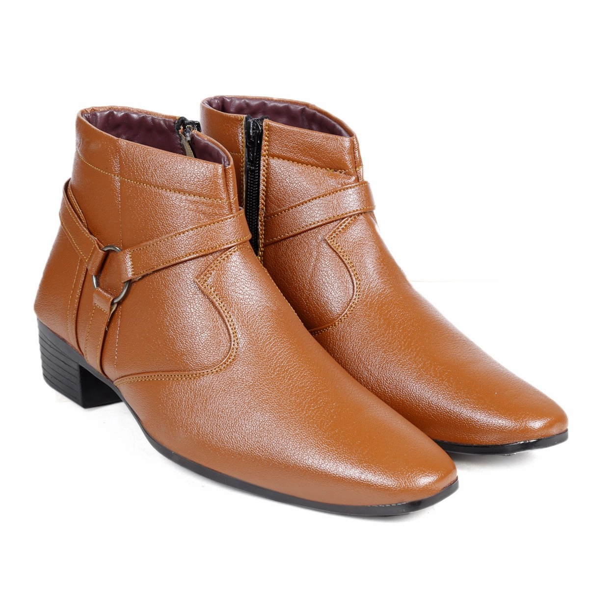 BXXY Men's New Height Increasing with Strapped Zipper and Buckle Boots for All Occassions and All Seasons Toddler Combat Boots