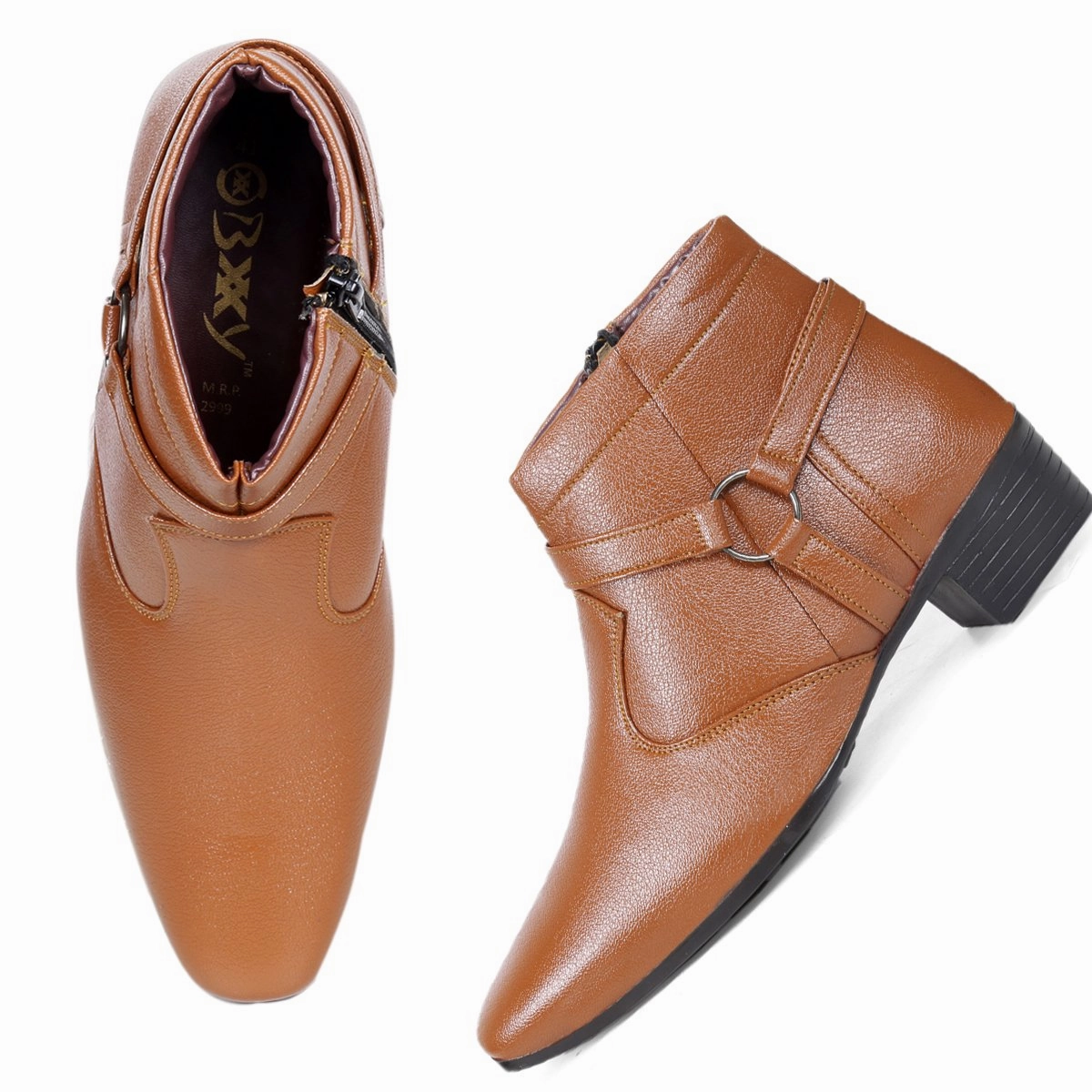 BXXY Men's New Height Increasing with Strapped Zipper and Buckle Boots for All Occassions and All Seasons Boots In Wide Sizes