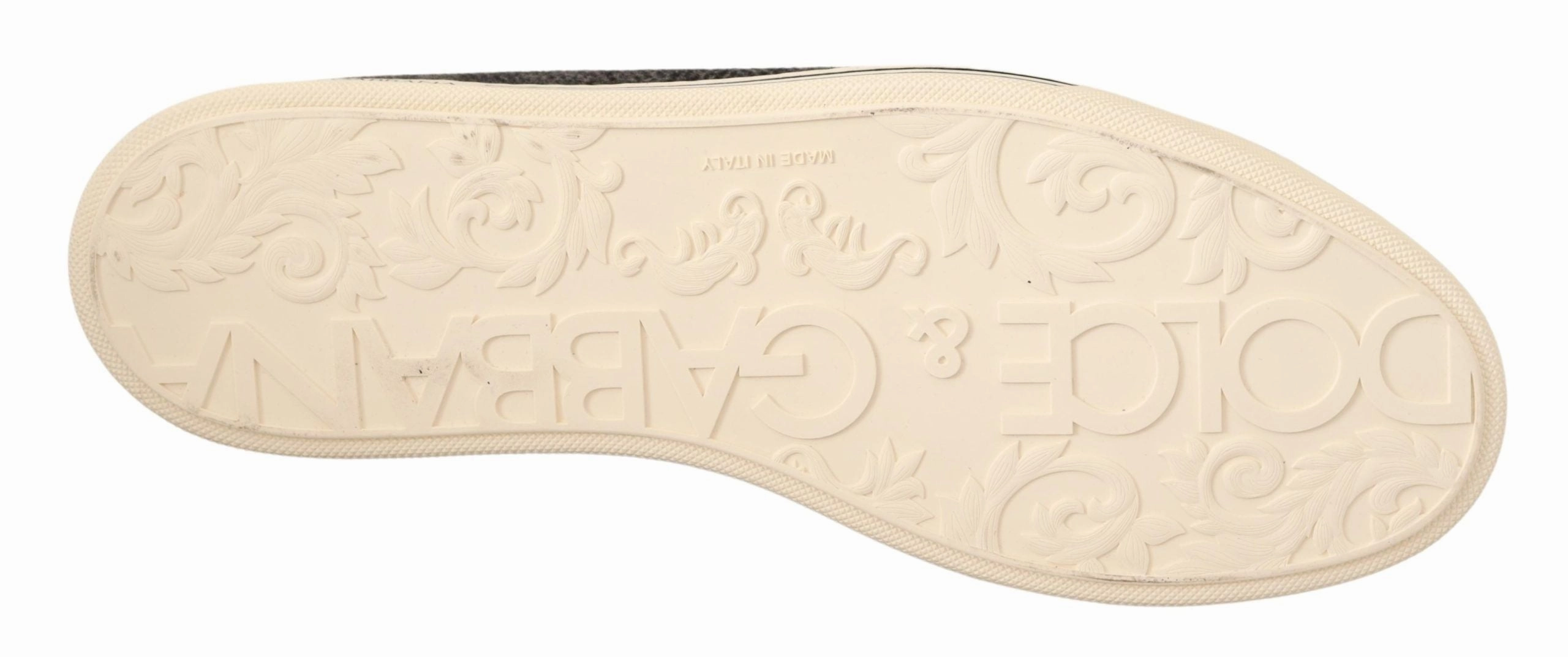 Dolce & Gabbana Gray Wool Cotton Casual High Top Sneakers Vegas Sneakers