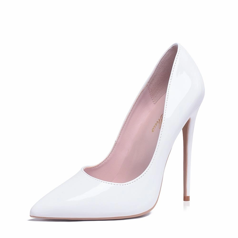 Women Pumps High Heels Shoes 10cm White Shoes for Wedding Lacquer Ariana Grande Heel Boots