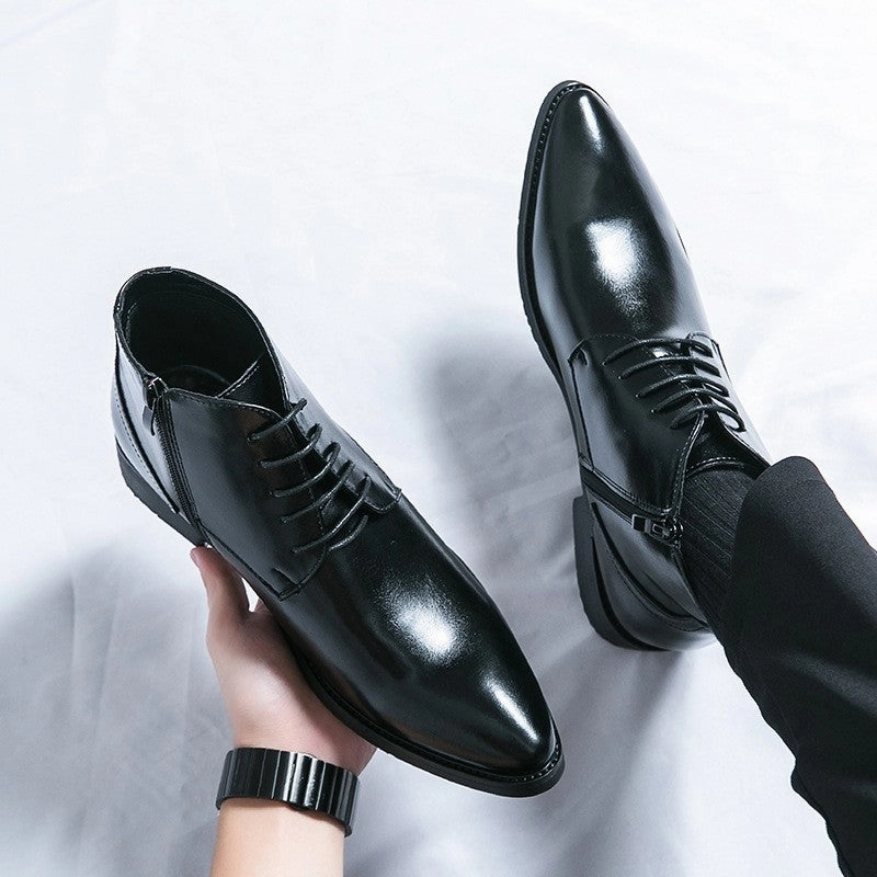 Urban Boots Mens High-Top PU Pointed Toe Boots  Hollow-Out Fashion Martin Style