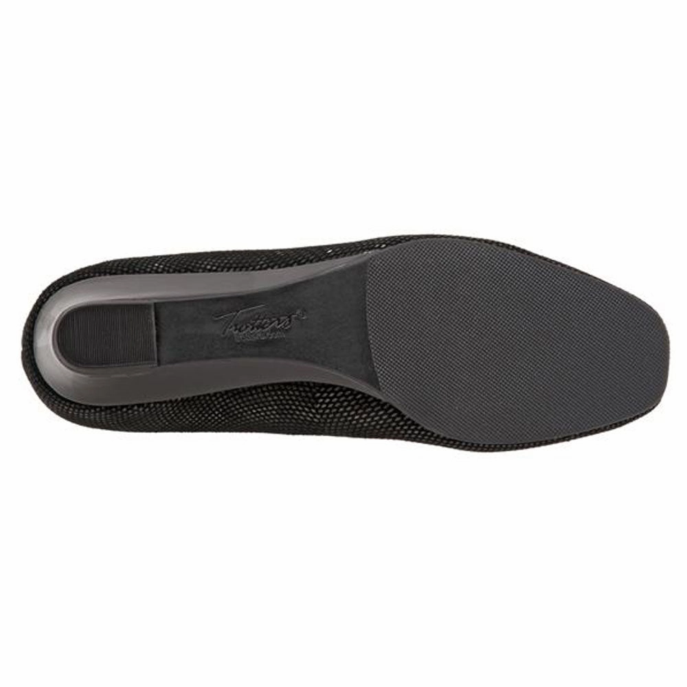 Trotters Lauren Black 3D Patent Suede (Women's) Flat Bottom Shoes