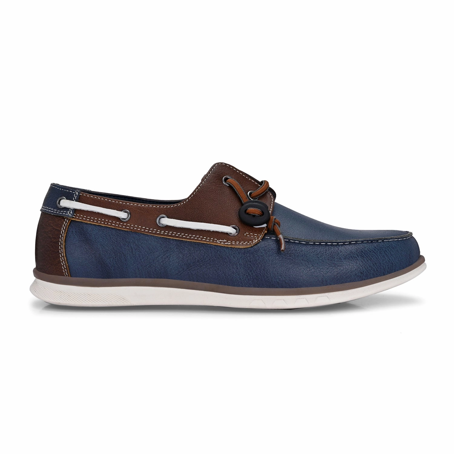 West Port Men Premium Leather Boat Shoes (Danial-66-Blue-Tan) Casual Mary Jane Shoe