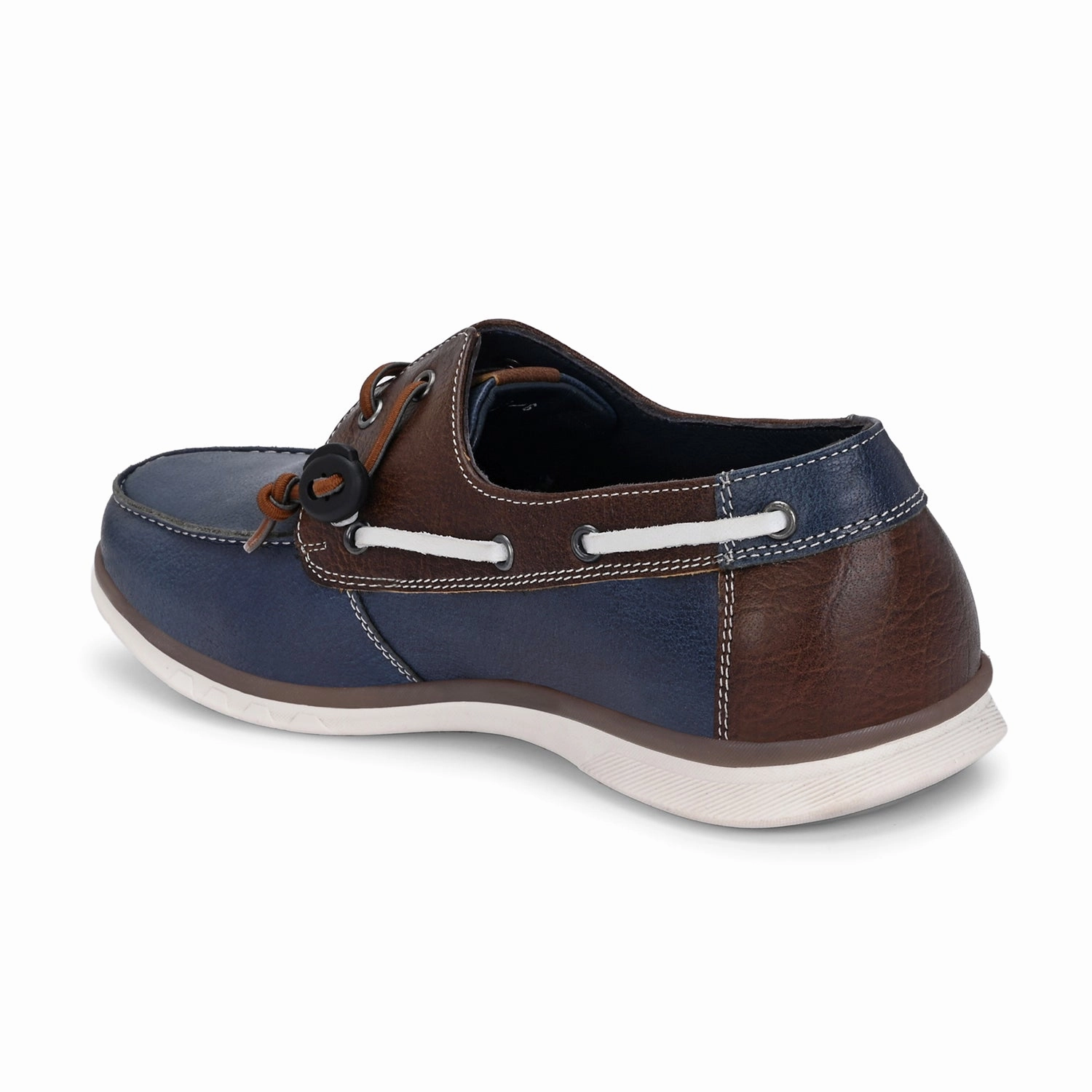 West Port Men Premium Leather Boat Shoes (Danial-66-Blue-Tan) Printed Casual Shoes