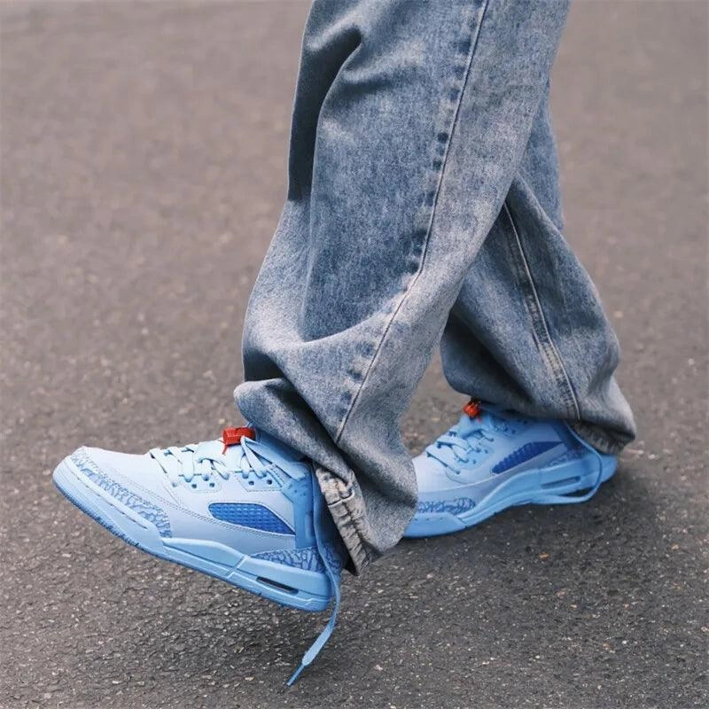 Jordan Blue Spizike LOW Comfortable and versatile Non-slip wear sports low-top retro board shoes Asics Workplace Shoes