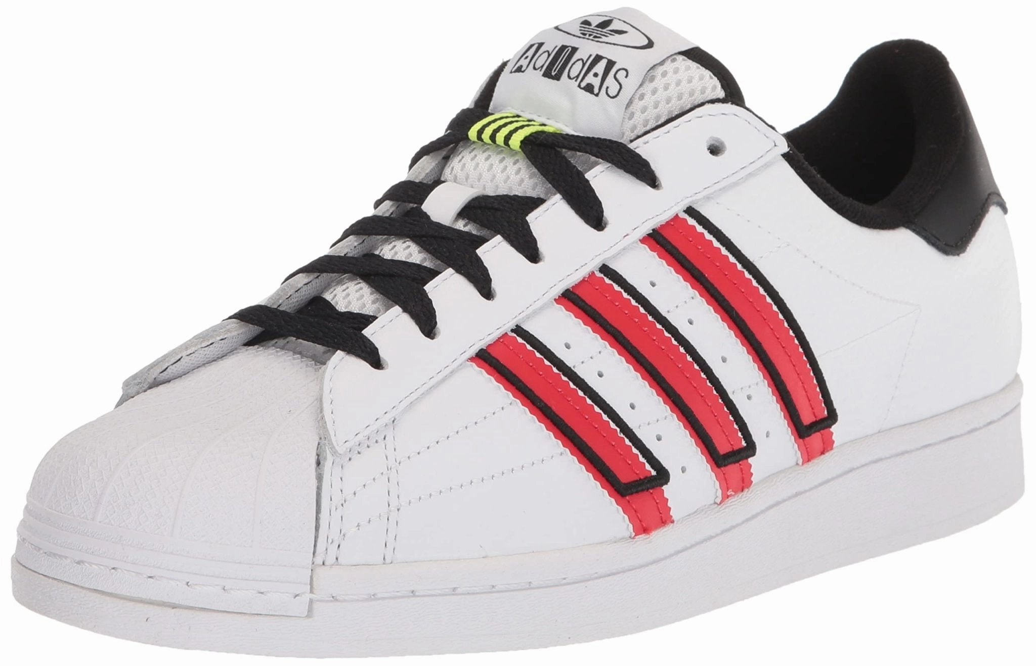 Adidas Athletic Shoes adidas Originals Men's Superstar Sneaker, White/Vivid Red/Solar Yellow, 6