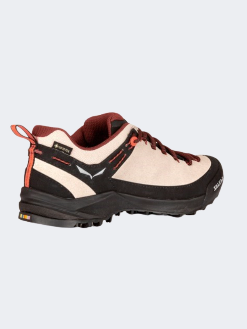Salewa Wildfire Women Hiking Shoes Beige Oatmeal/Black Best Hiking Shoes For Wide Toe Box