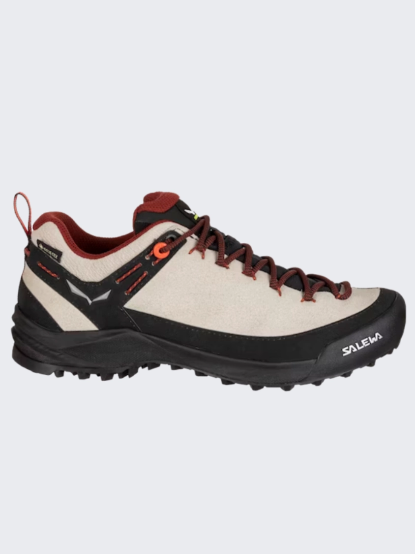 Leather Hiking Shoes Salewa Wildfire Women Hiking Shoes Beige Oatmeal/Black