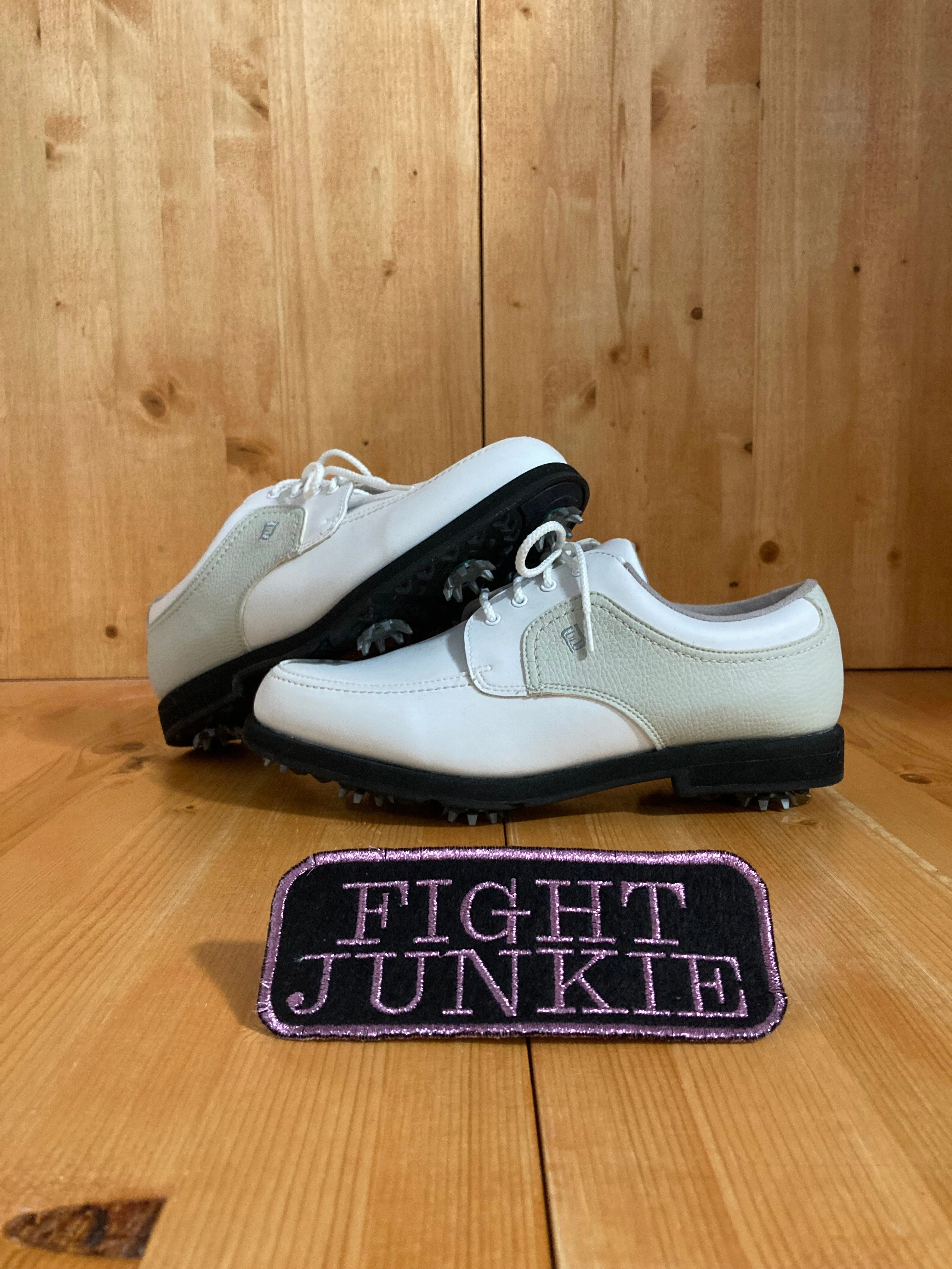 Golf Shoes Spikes Metal FOOTJOY GREENJOYS Women Size 8M Leather Golf Shoes Sneakers White 48704