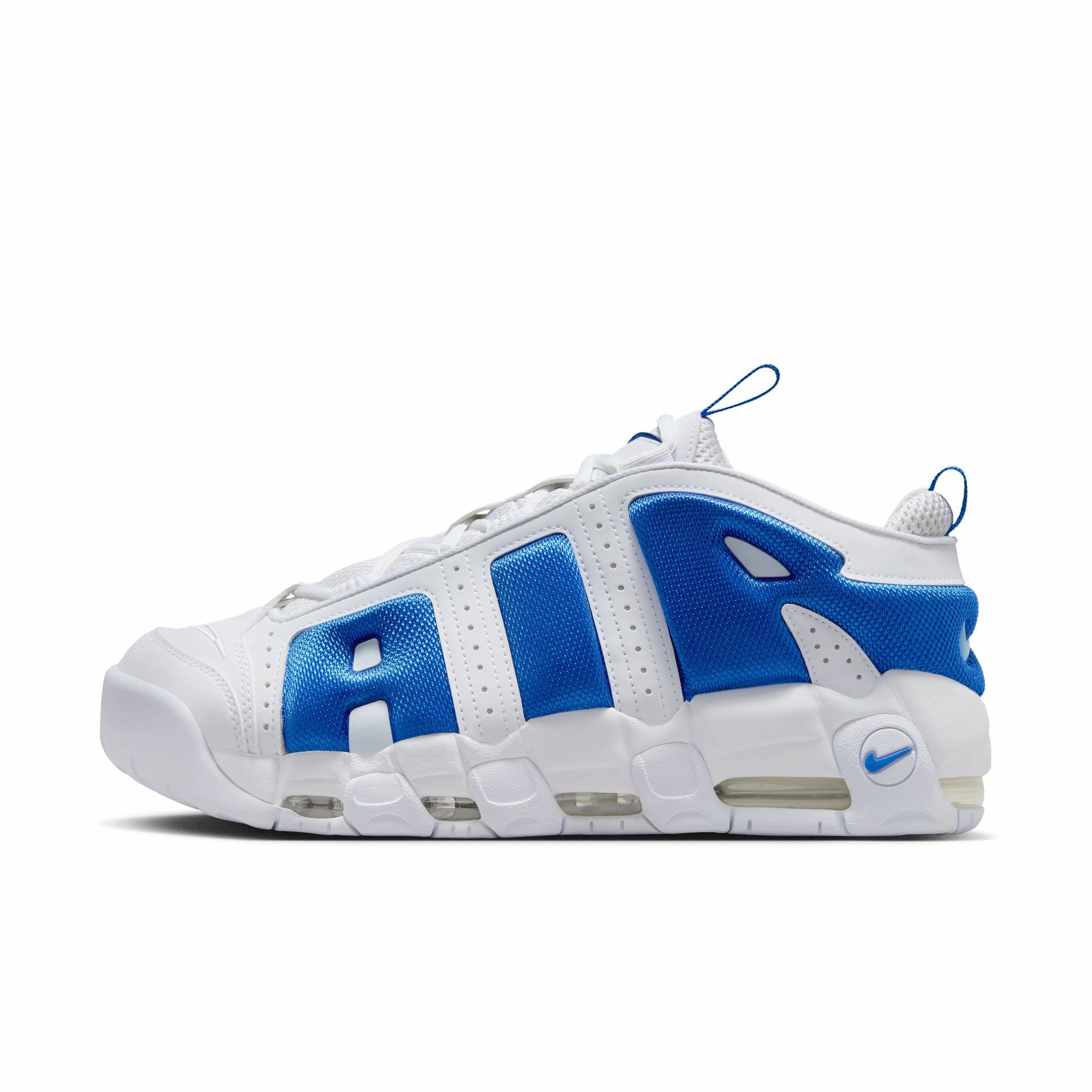 MENS NIKE AIR MORE UPTEMPO LOW (WHITE/HYPER ROYAL/PSYCHIC BLUE) Best Asics Marathon Shoes
