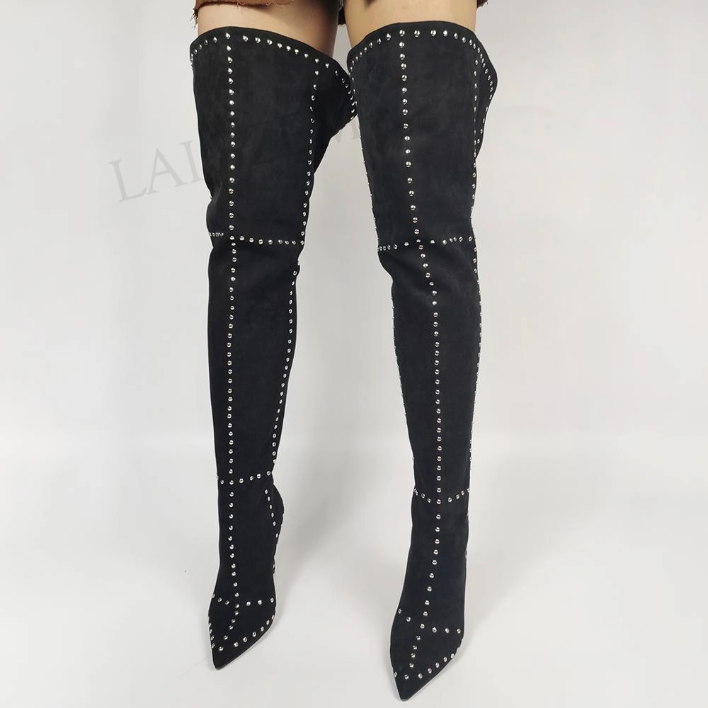 Waterproof Boots Shoes SEIIHEM SEXY Women Over Knee High Boots Black Zip Stiletto Heels Thigh High Boots Ladies Party Shoes Woman Large Size 43 44 47