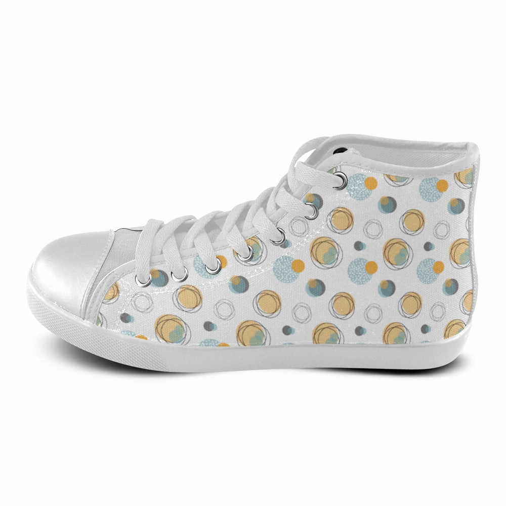 Knee High Socks Women's Big Size Bubbly Polka Print Canvas High Top Shoes