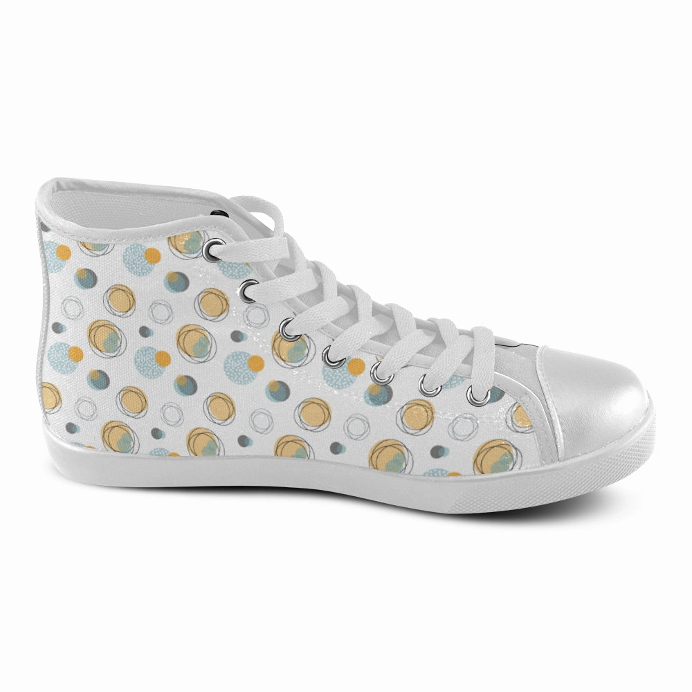 Women's Big Size Bubbly Polka Print Canvas High Top Shoes High Heeled Platforms