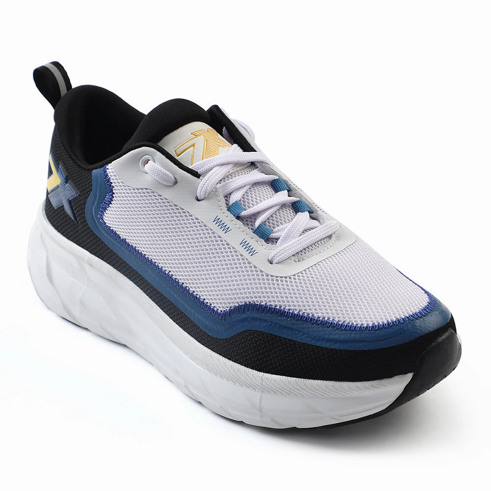 Leap7x White Sports Lacing Running Shoes For Men ROBUST-3E By Liberty Good Running Shoes For Half Marathon