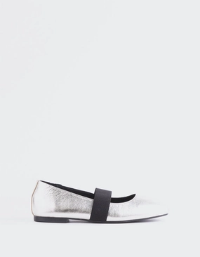 Seraphina Silver Leather Wedding Outfit Flat Shoes