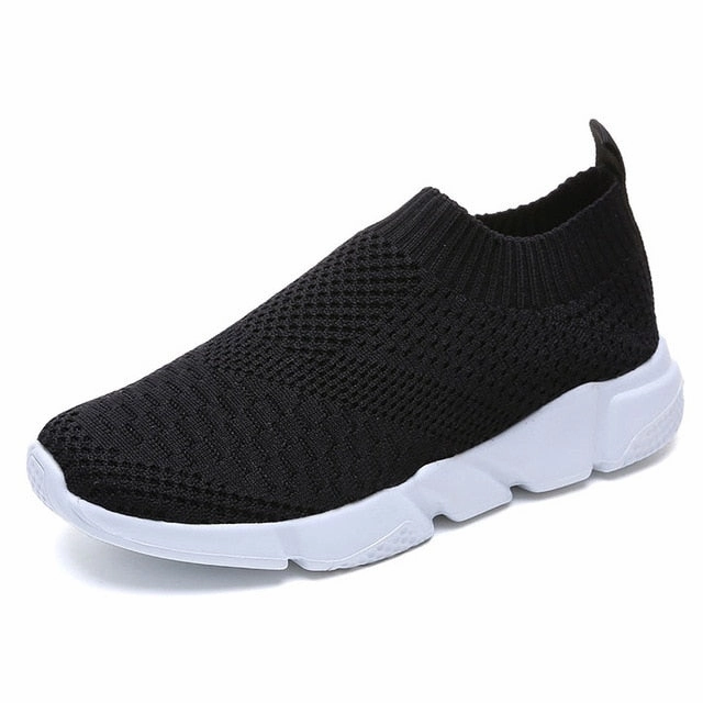 Women Shoes 2019 New Flyknit Sneakers Women Breathable Slip On Flat Shoes Soft Bottom White Sneakers Casual Women Non Slip Shoes For Flat Feet