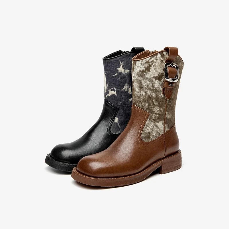 Bedazzled Boots USS Shoes Carlota Women's Square Toe Buckle Boots