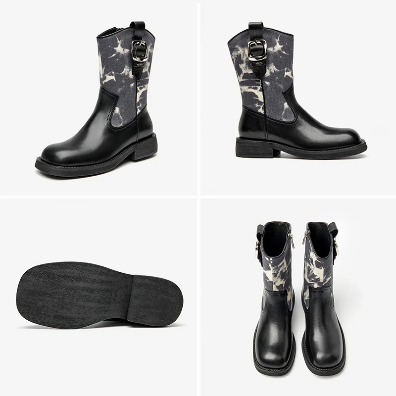 USS Shoes Carlota Women's Square Toe Buckle Boots Rodeo Boots