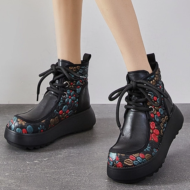 Brown Boots Knee High Leather USS Shoes Enriqueta Women's Lace Up Booties