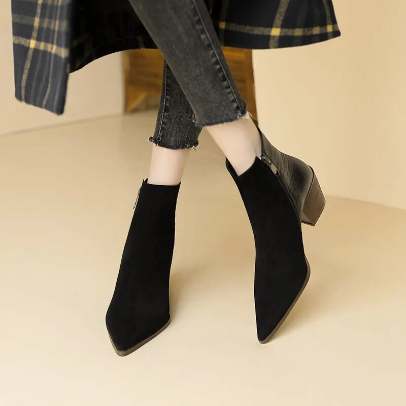 Knee High Motorcycle Boots USS Shoes Holaya Women's Point Toe Autumn Boots