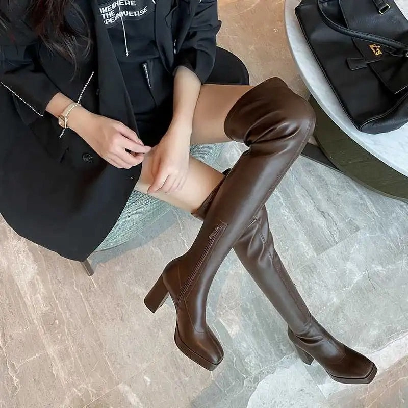 Mid Calf Slouch Boots USS Shoes Karine Women's Over the knee Boots