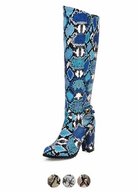 High Heels Square Toe USS Shoes Max Women's Knee High Leather Boots