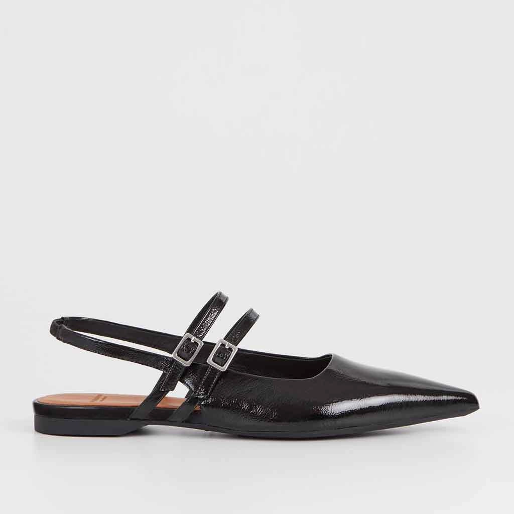Vagabond Shoemakers Hermine Slingback Flat - Black House Shoes For Flat Feet