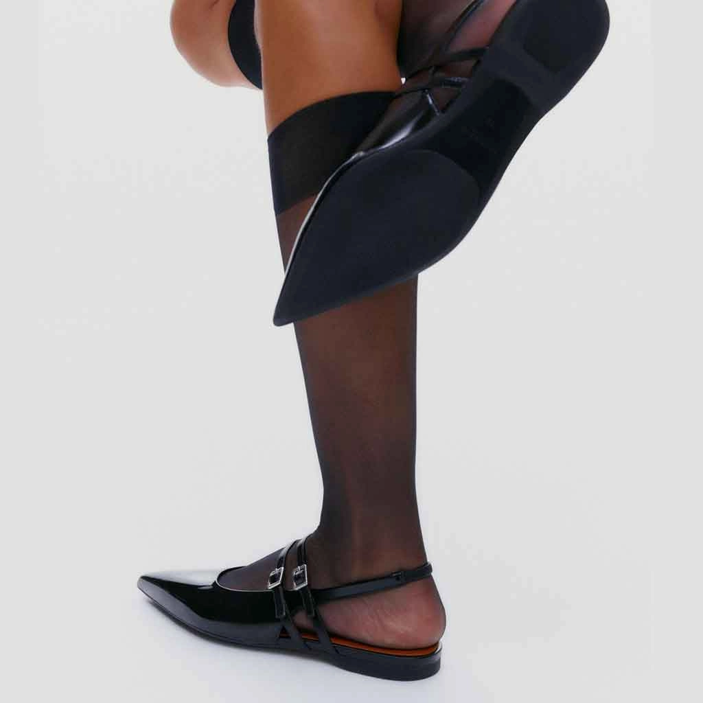 Elastic Flat Shoes Vagabond Shoemakers Hermine Slingback Flat - Black