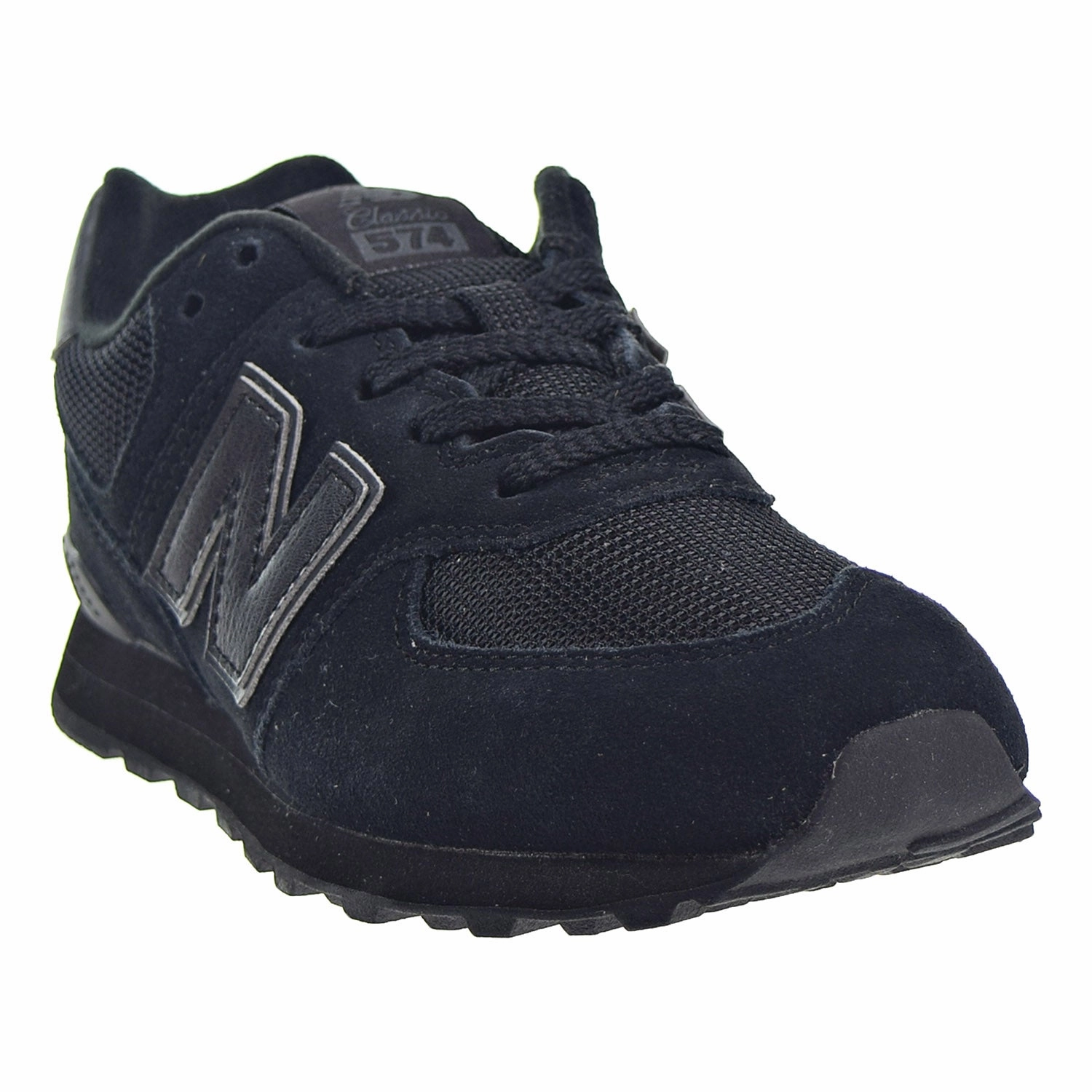 Womens Wide Width New Balance New Balance 574 Core Big Kid's Shoes Black/Black