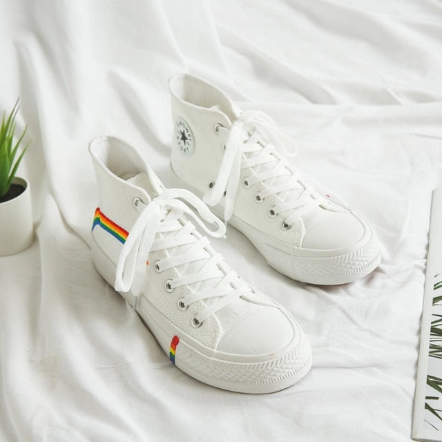 Cdg Sneakers Vulcanized Women shoes High top Canvas sneakers women Mixed Colors Sport Shoe Girls School Shoes Leisure Flat chaussures femme