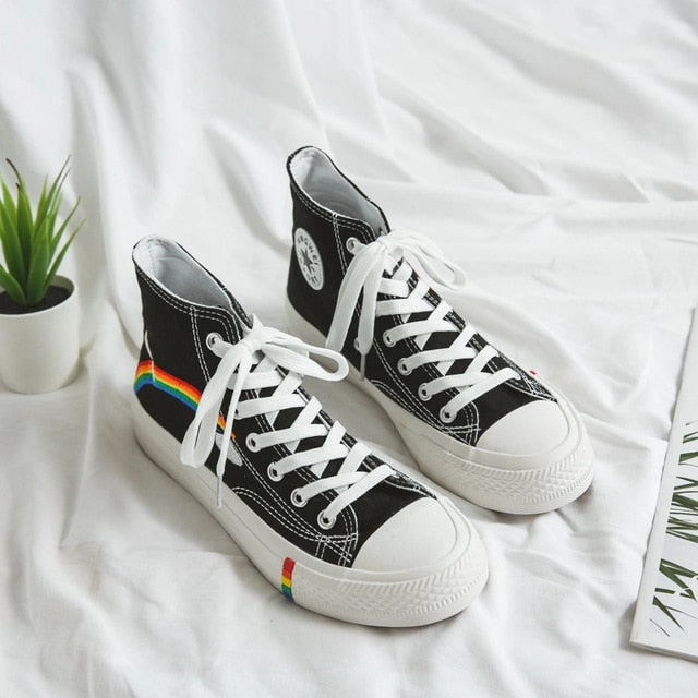 Vulcanized Women shoes High top Canvas sneakers women Mixed Colors Sport Shoe Girls School Shoes Leisure Flat chaussures femme Veronica Beard Sneakers