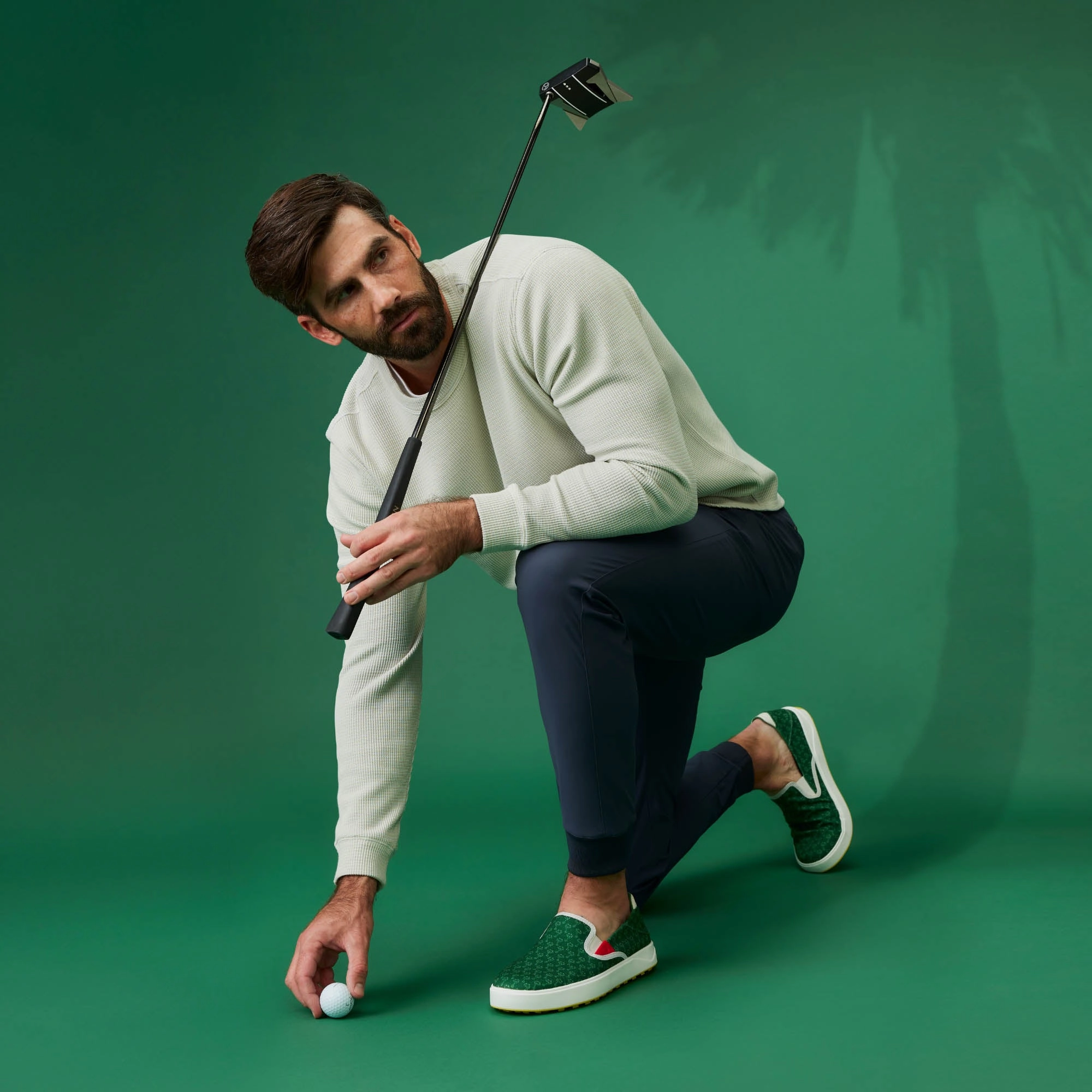 Johnston & Murphy Golf Shoes Waialae Slip On  -  Palm / Bright White