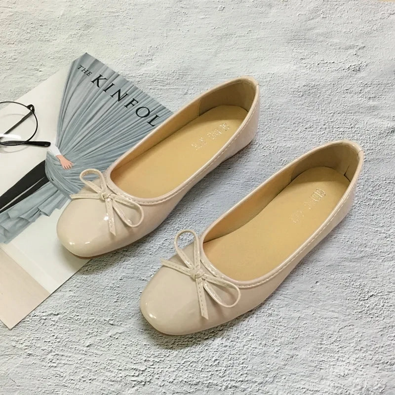 Flat Silver Sparkly Shoes Bjlxn 2025 Luxury Brand CC Flat Shoes Women Round Toe Soft Leather Bow Ballet Flats Fashionable Mary Jane Shoe Plus Sieze #31-45