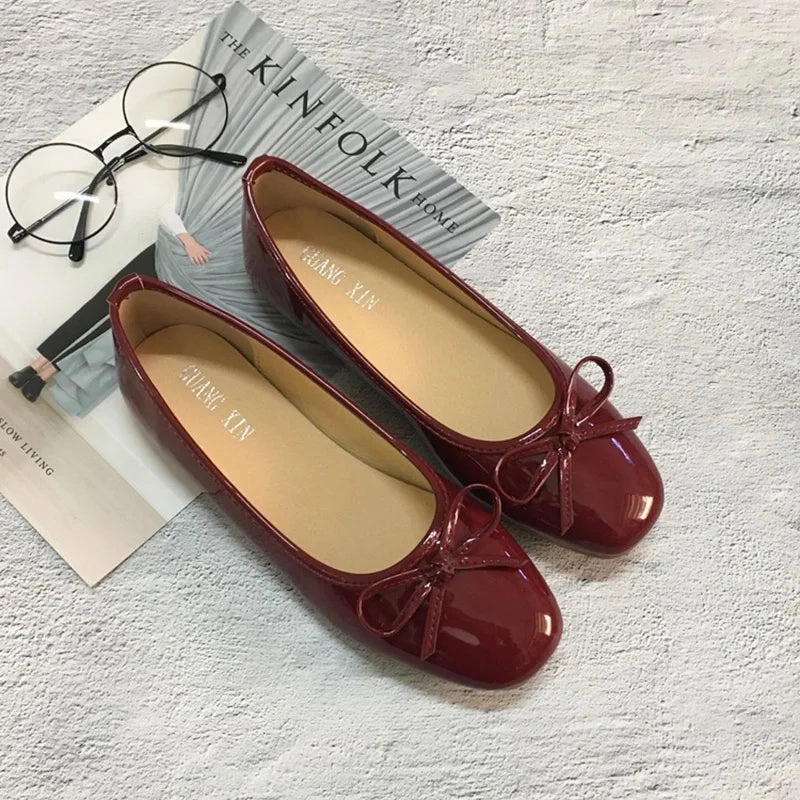 Bjlxn 2025 Luxury Brand CC Flat Shoes Women Round Toe Soft Leather Bow Ballet Flats Fashionable Mary Jane Shoe Plus Sieze #31-45 Fabric Flat Shoes