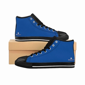 Chelsea Boots In The Rain Dark Blue Men's High-top Sneakers, Solid Color Minimalist Designer Tennis Running Shoes