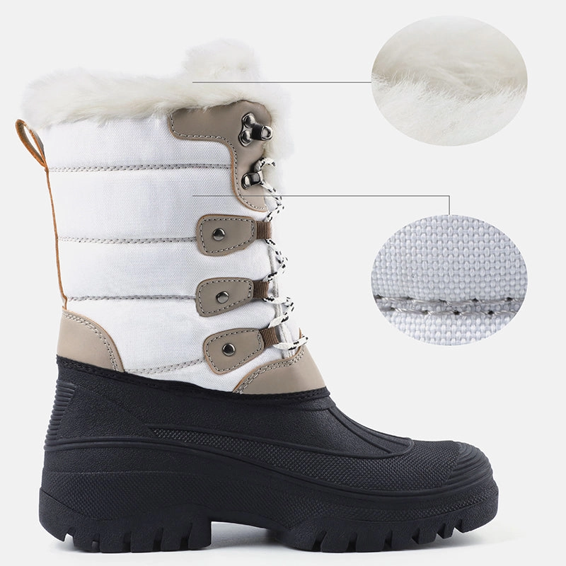 Hiking Shoes That Can Be Worn Casually Knixmax Women's Snow Boots White Waterproof Sole Fur Lined Winter Boots(Upgraded Version)