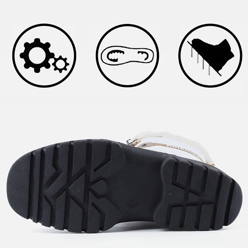 Knixmax Women's Snow Boots White Waterproof Sole Fur Lined Winter Boots(Upgraded Version) Trailstorm Mid Waterproof Hiking Shoes