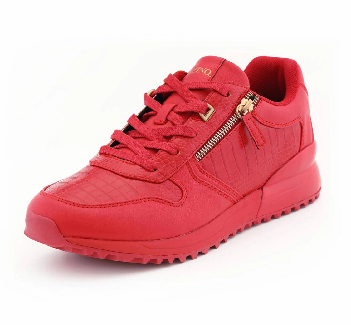 Mazino Selenite Zipper Jogger Red & Croc Sneakers - Men 1461 Ii Tumbled Nubuck Leather Platform Casual Shoes