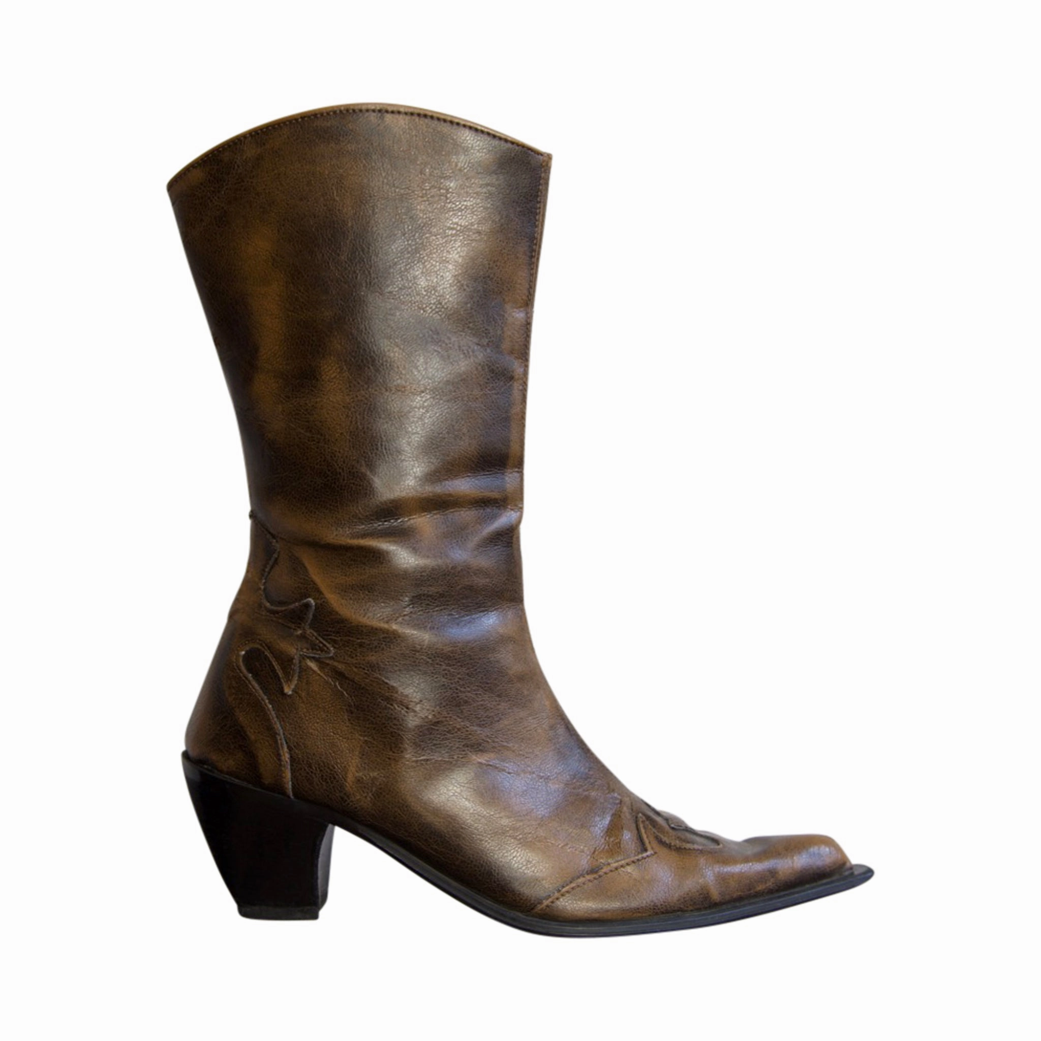 Knee High Boots For Short Legs Vintage Distressed Brown Leather Cowboy Boots