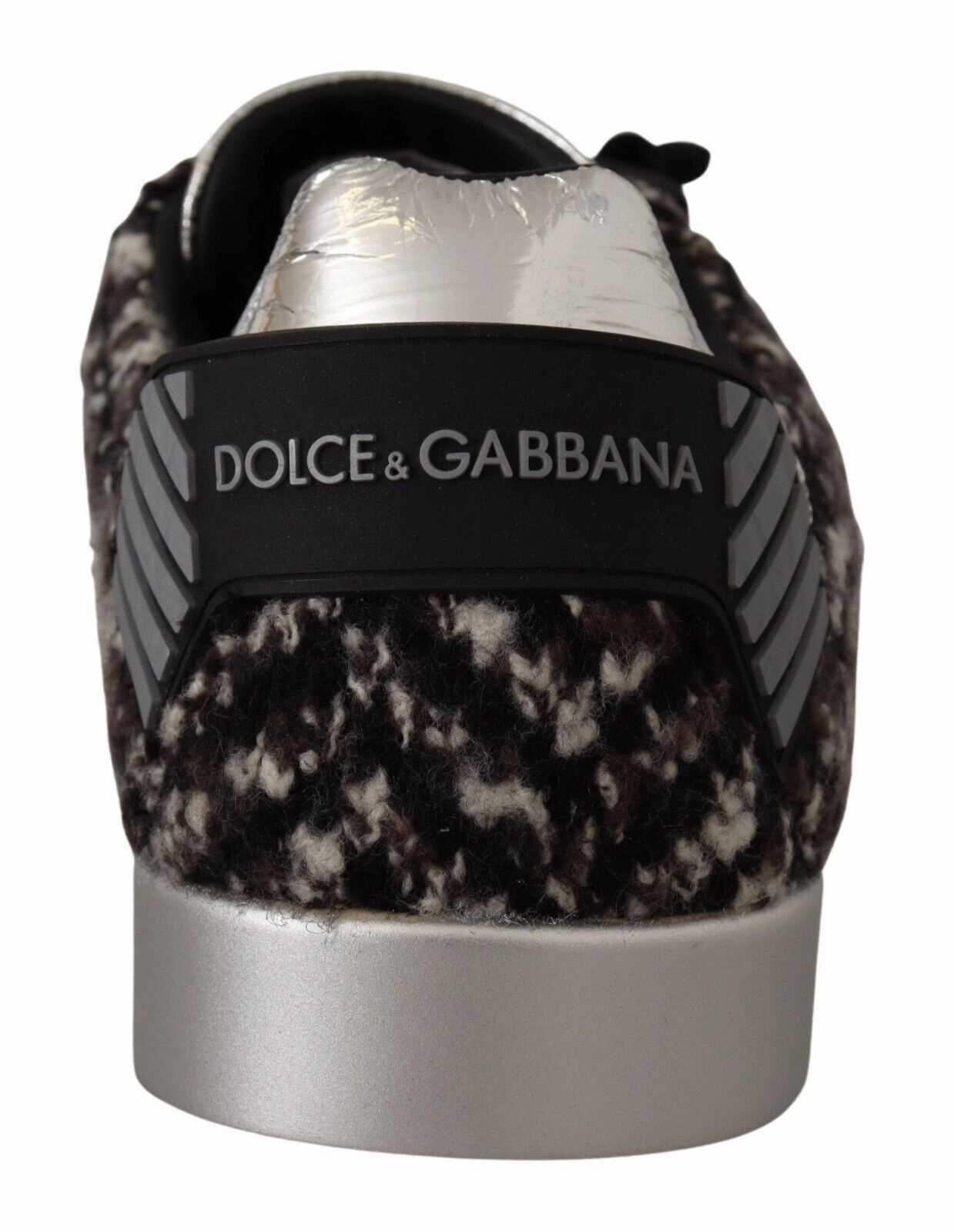 Fur Sneakers Dolce & Gabbana Silver Leather Brown Cotton Wool Sneakers Shoes
