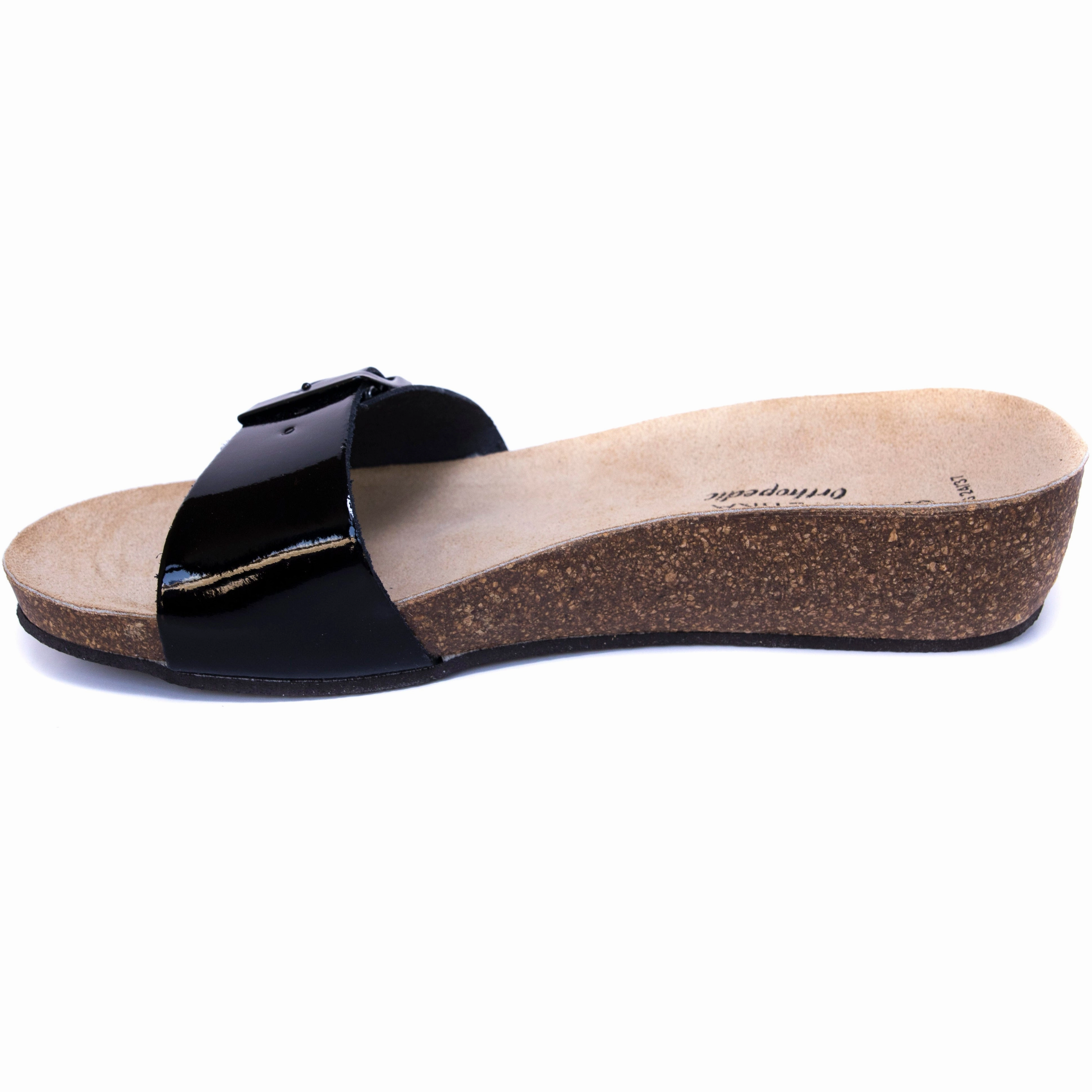 Fluffy Design Open Toe Flat Shoes T84: color 60 - glossy black ladies orthotic wedge sandals